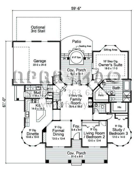 Проект двухэтажного дома с гаражом на две машины в стиле Ранчо S5-182 (098-00010)