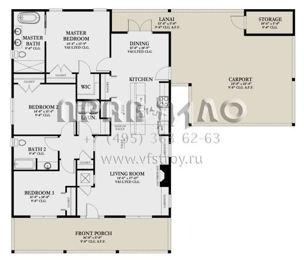 Проект одноэтажного дома с гаражом на две машины в стиле Ранчо S5-151 (3978-00251)