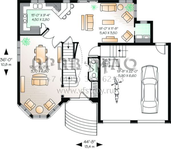 Проект двухэтажного дома с гаражом на две машины в английском стиле S5-190 (034-00039)