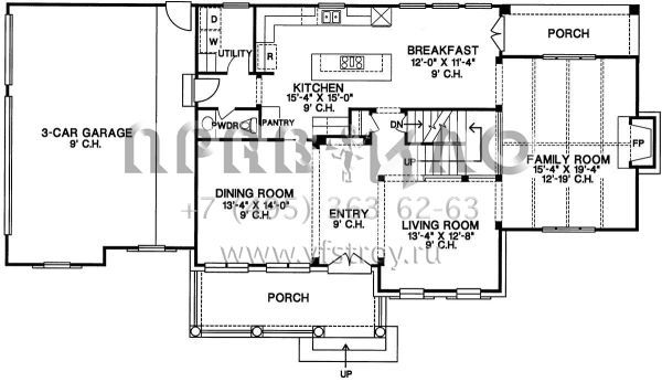 Проект двухэтажного дома с гаражом на три и более машин в английском стиле S5-252 (402-00989)