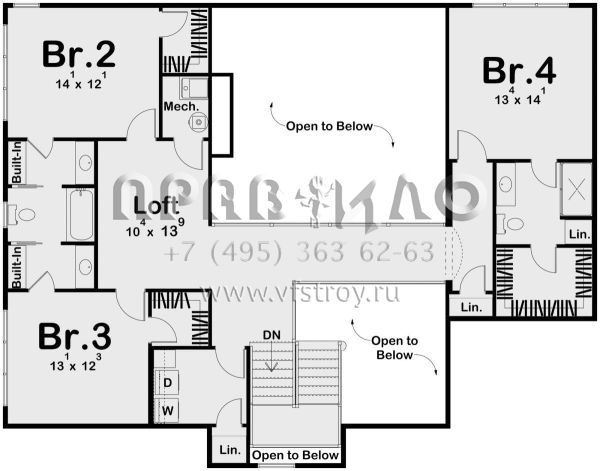Проект двухэтажного дома с гаражом на три и более машин в стиле Ранчо S5-382 (963-00672)