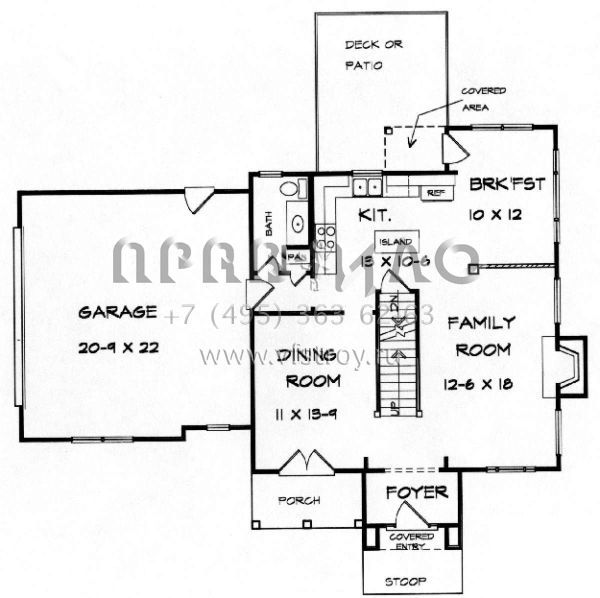 Проект двухэтажного дома с гаражом на две машины в стиле Ранчо S5-171 (6082-00081)