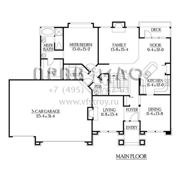 Проект двухэтажного дома с гаражом на три и более машин в американском стиле S5-243 (341-00179)