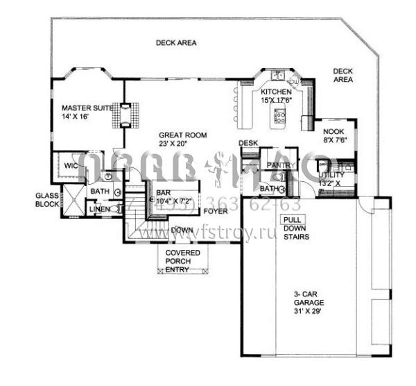 Проект одноэтажного дома с гаражом на три и более машин в скандинавском стиле S5-314 (039-00500)