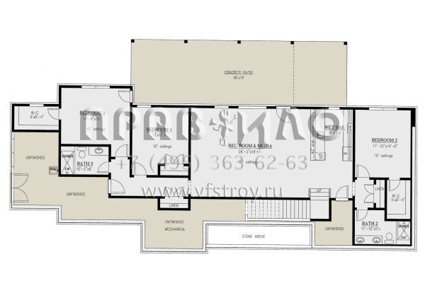 Проект одноэтажного дома с гаражом на три и более машин в стиле Ранчо S5-385 (286-00109)
