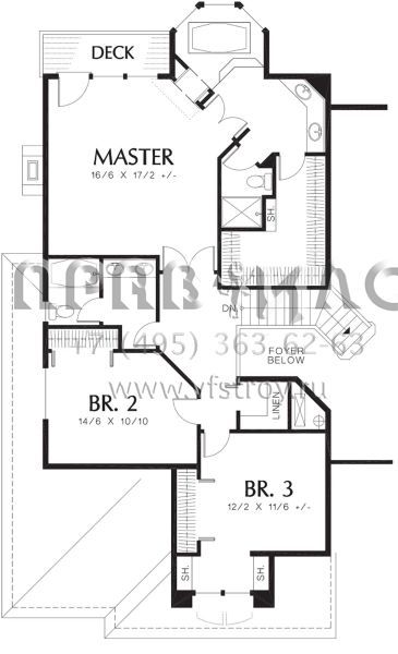 Проект двухэтажного дома с гаражом на три и более машин в прибрежном стиле S5-260 (2559-00460)