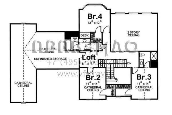Проект двухэтажного дома с гаражом на три и более машин в стиле Ранчо S5-293 (963-00057)