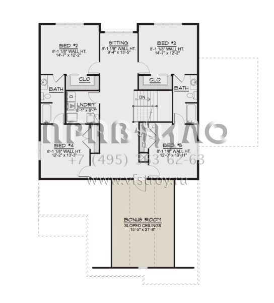 Проект двухэтажного дома с гаражом на две машины в стиле Ранчо S5-283 (5032-00148)
