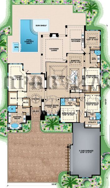 Проект одноэтажного дома с гаражом на три и более машин в современном стиле S5-359 (1018-00231)