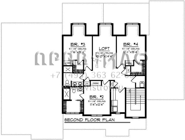 Проект двухэтажного дома с гаражом на три и более машин в американском стиле S5-324 (1020-00019)