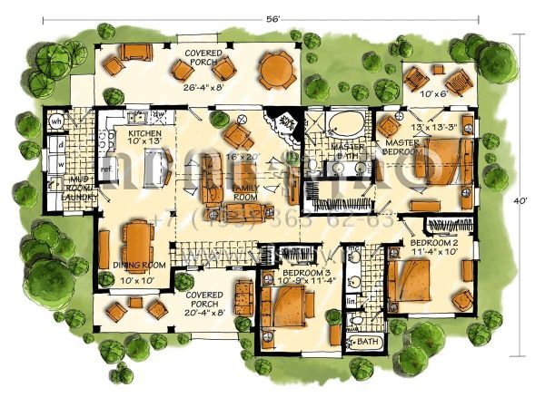 Проект одноэтажного дома без гаража в современном стиле S5-132 (1907-00004)