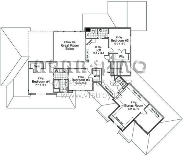 Проект двухэтажного дома с гаражом на три и более машин в стиле Ранчо S5-375 (098-00029)