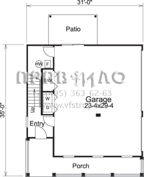 Проект двухэтажного дома с гаражом на три и более машин в стиле Ранчо S5-86 (5633-00086)