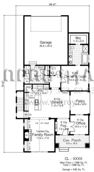 Проект одноэтажного дома с гаражом на две машины в американском стиле S5-148 (098-00002)