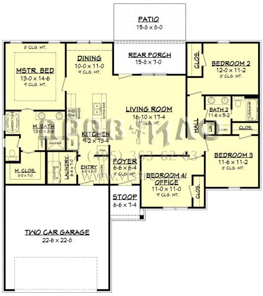 Проект одноэтажного дома с гаражом на две машины в стиле Ранчо S5-160 (041-00182)