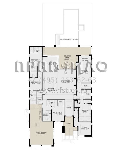Проект одноэтажного дома с гаражом на три и более машин в современном стиле S5-327 (5565-00056)