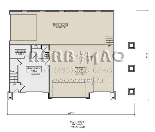 Проект двухэтажного дома с гаражом на три и более машин в американском стиле S5-187 (5631-00182)
