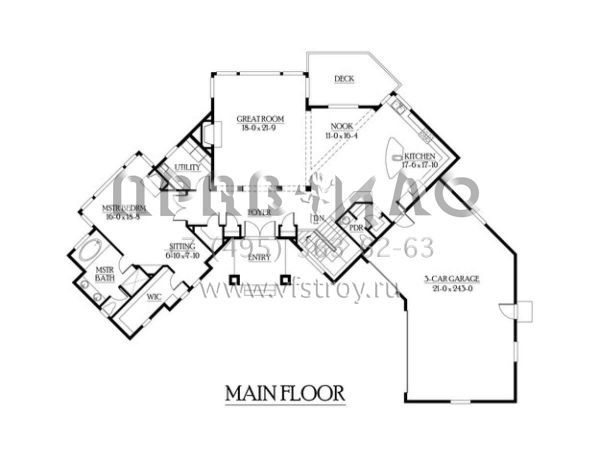 Проект двухэтажного дома с гаражом на три и более машин в современном стиле S5-373 (341-00187)