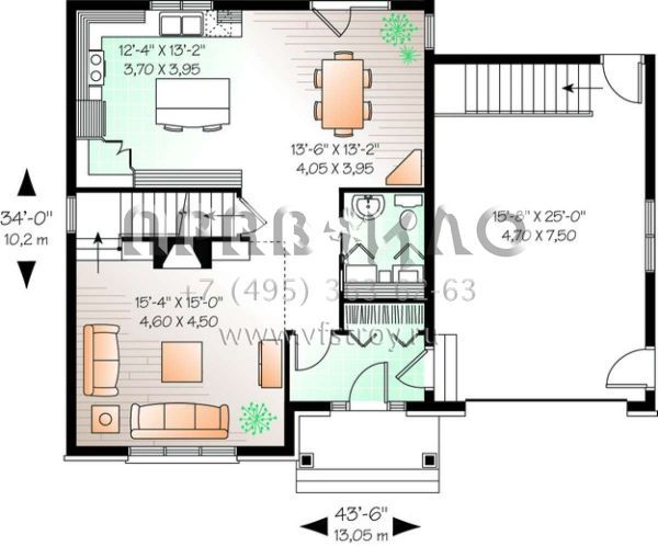 Проект двухэтажного дома с гаражом на одну машину в английском стиле S5-163 (034-00404)
