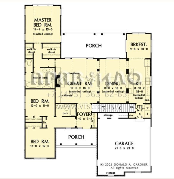 Проект одноэтажного дома с гаражом на две машины в стиле Ранчо S5-178 (2865-00369)