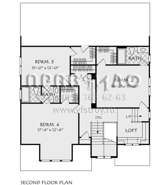 Проект двухэтажного дома с гаражом на две машины в стиле Ранчо S5-252 (8594-00157)