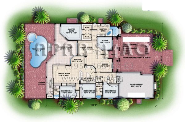 Проект одноэтажного дома с гаражом на три и более машин в прибрежном стиле S5-312 (575-00023)