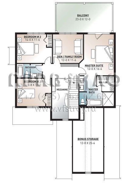 Проект двухэтажного дома с гаражом на две машины в стиле Ранчо S5-225 (034-01030)