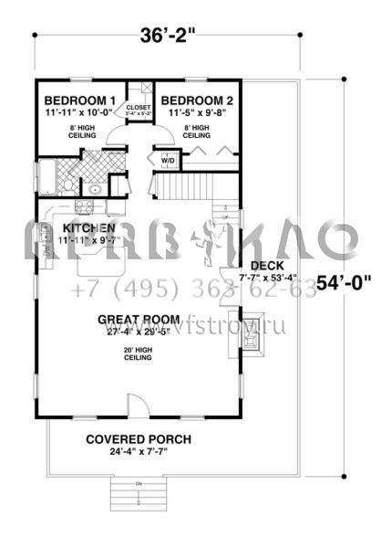 Проект двухэтажного дома без гаража в современном стиле S5-148 (036-00183)