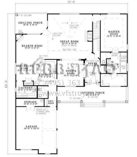Проект двухэтажного дома с гаражом на две машины в стиле Ранчо S5-249 (110-00400)