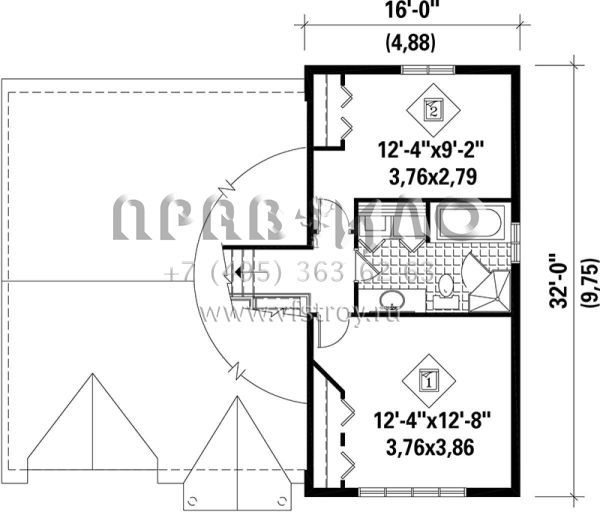 Проект двухэтажного дома с гаражом на одну машину в американском стиле S5-107 (6146-00081)