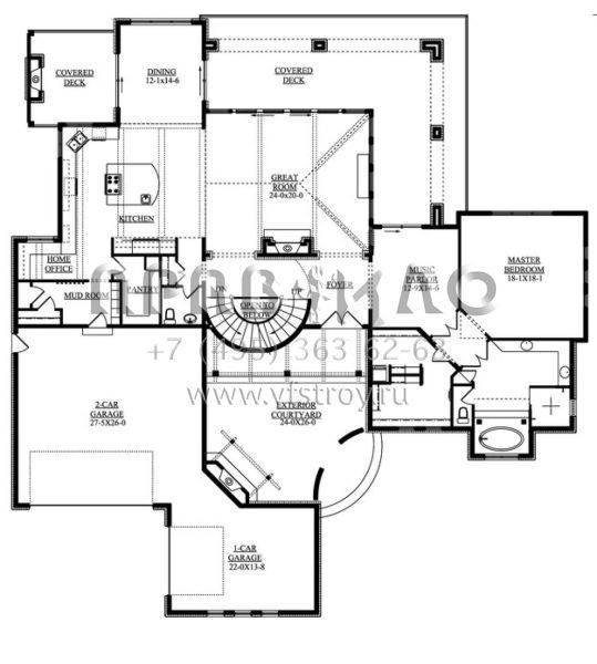Проект двухэтажного дома с гаражом на три и более машин в американском стиле S5-561 (5631-00044)
