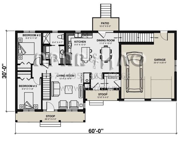 Проект двухэтажного дома с гаражом на две машины в стиле Ранчо S5-130 (034-00802)