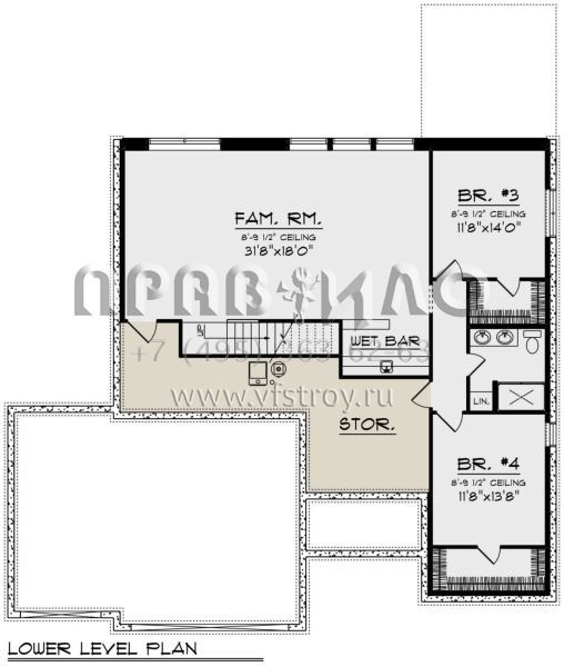 Проект одноэтажного дома с гаражом на три и более машин в американском стиле S5-275 (1020-00354)