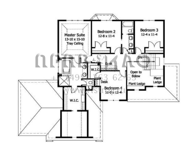 Проект двухэтажного дома с гаражом на три и более машин в стиле Ранчо S5-262 (098-00037)