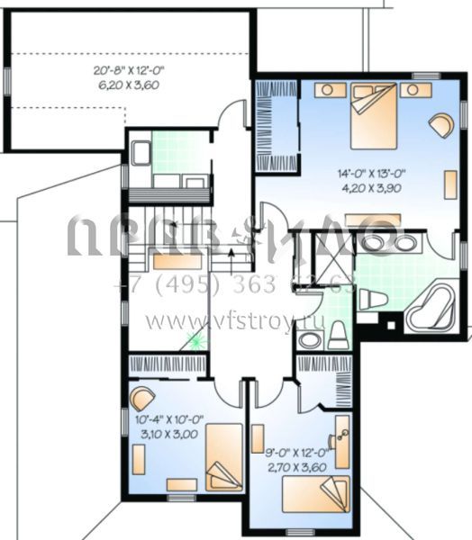 Проект двухэтажного дома с гаражом на две машины в стиле Ранчо S5-187 (034-00085)