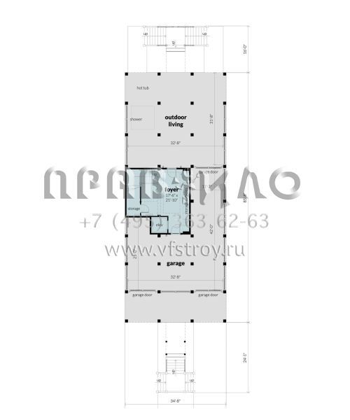 Проект трехэтажного дома с гаражом на три и более машин в прибрежном стиле S5-435 (028-00189)