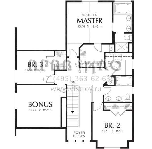 Проект двухэтажного дома с гаражом на две машины в стиле Ранчо S5-205 (2559-00418)