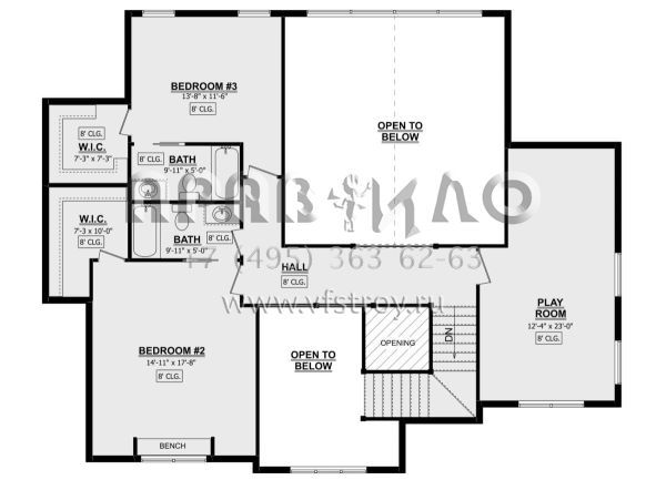 Проект двухэтажного дома с гаражом на три и более машин в стиле Ранчо S5-370 (1958-00010)