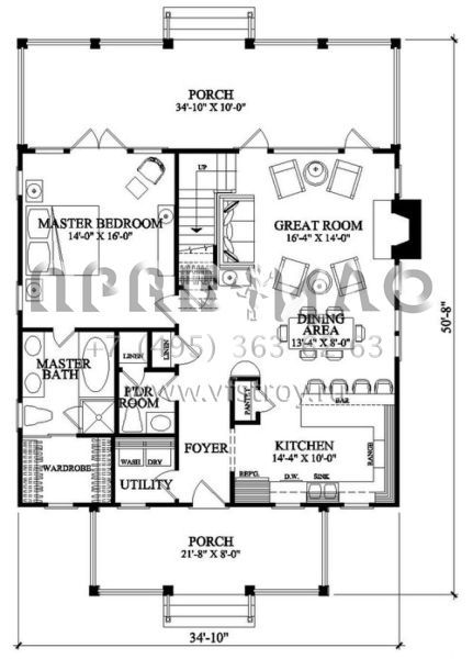 Проект двухэтажного дома без гаража в прибрежном стиле S5-182 (7922-00053)