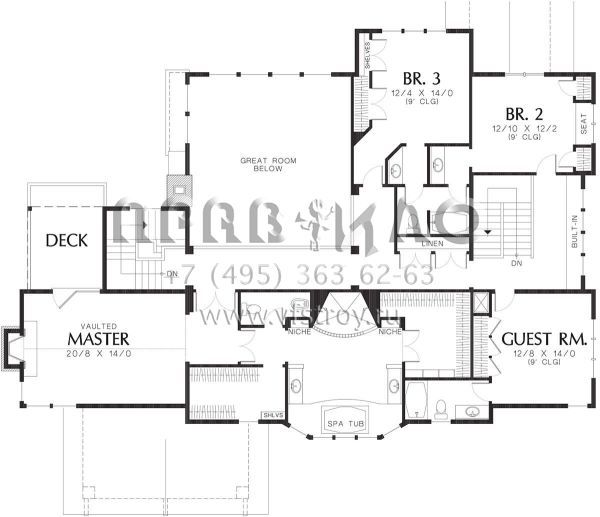 Проект одноэтажного дома с гаражом на три и более машин в американском стиле S5-443 (2559-00568)