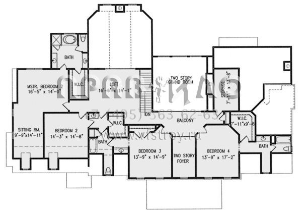 Проект двухэтажного дома с гаражом на три и более машин в стиле Ранчо S5-506 (699-00140)