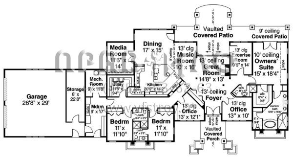 Проект одноэтажного дома с гаражом на две машины в американском стиле S5-317 (035-00821)