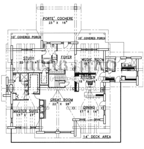 Проект одноэтажного дома без гаража в русском стиле S5-616 (039-00071)