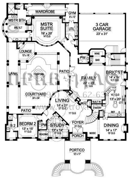 Проект двухэтажного дома с гаражом на три и более машин в современном стиле S5-551 (5445-00221)