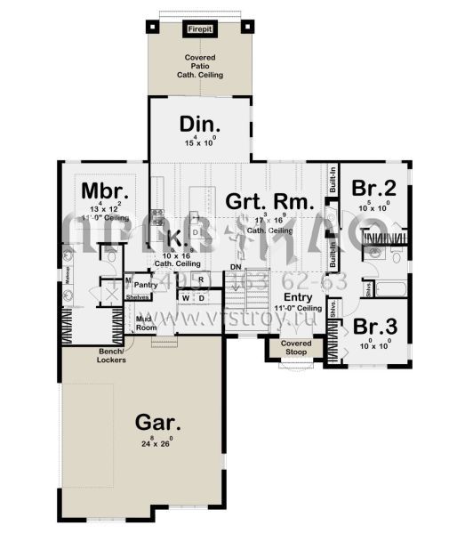 Проект одноэтажного дома с гаражом на две машины в современном стиле S5-158 (963-00574)
