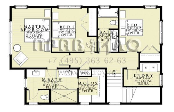 Проект двухэтажного дома с гаражом на две машины в стиле Ранчо S5-207 (1637-00159)