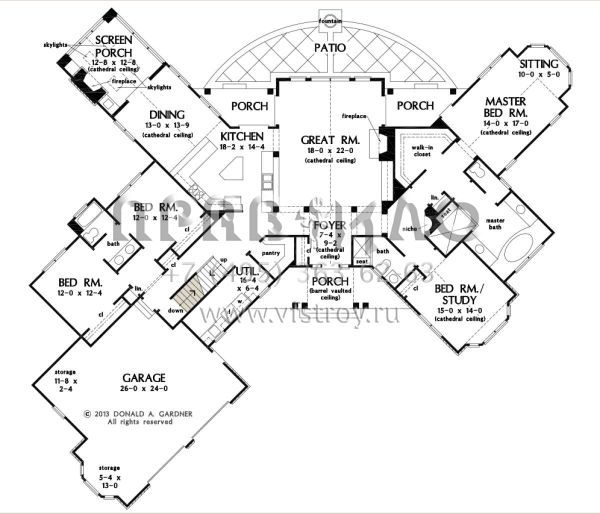 Проект одноэтажного дома с гаражом на две машины в стиле Ранчо S5-274 (2865-00166)