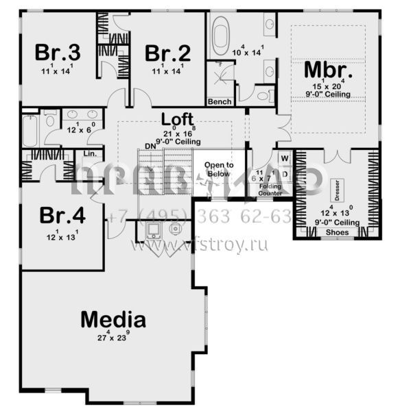 Проект двухэтажного дома с гаражом на две машины в современном стиле S5-385 (963-00831)