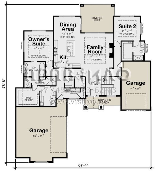 Проект одноэтажного дома с гаражом на три и более машин в американском стиле S5-338 (402-01664)