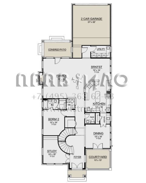Проект двухэтажного дома с гаражом на две машины в готическом стиле S5-400 (5445-00435)